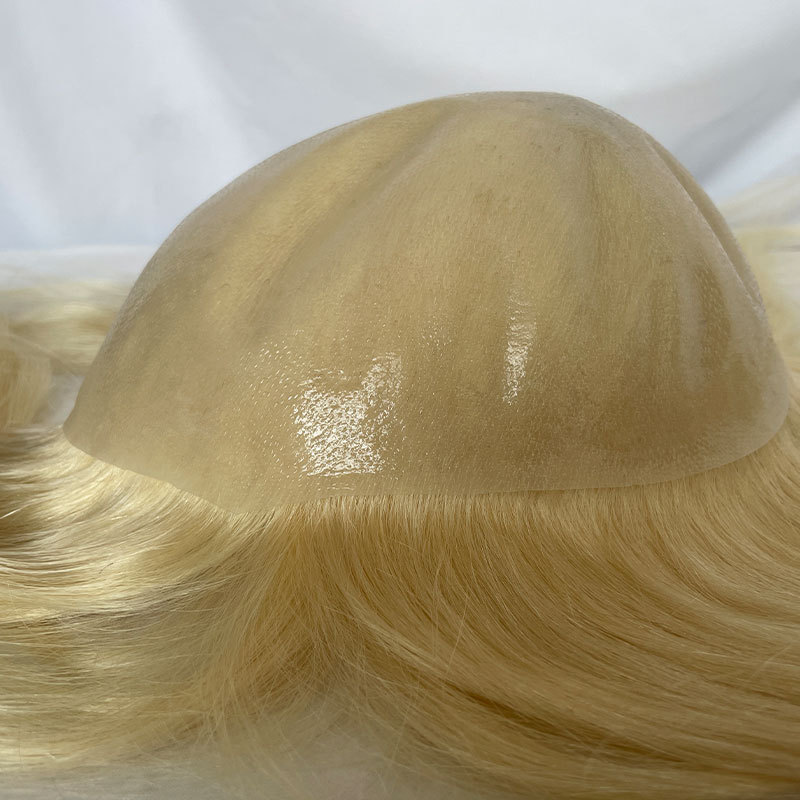 Long Hair Men's Toupee 12inch 10×8 Toupee Thin Skin Base Human Hair Mens Wig Skin PU Hair Replacement Mens Toupee Hair System Hairpieces For Men