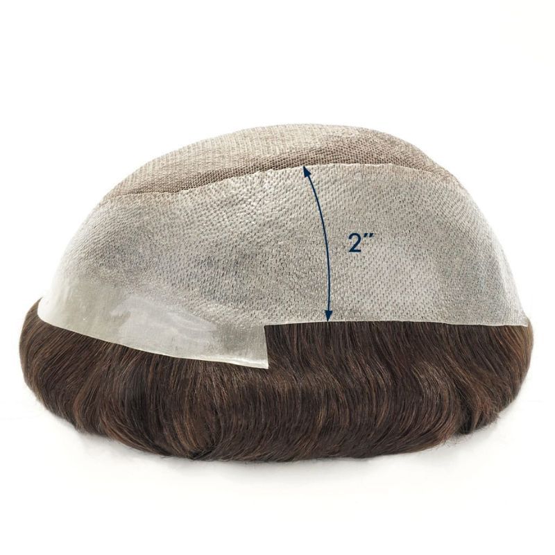 Custom 100% Human Hair Men's Hair Mono Base Lace with PU around Toupee Wholesale Hair System