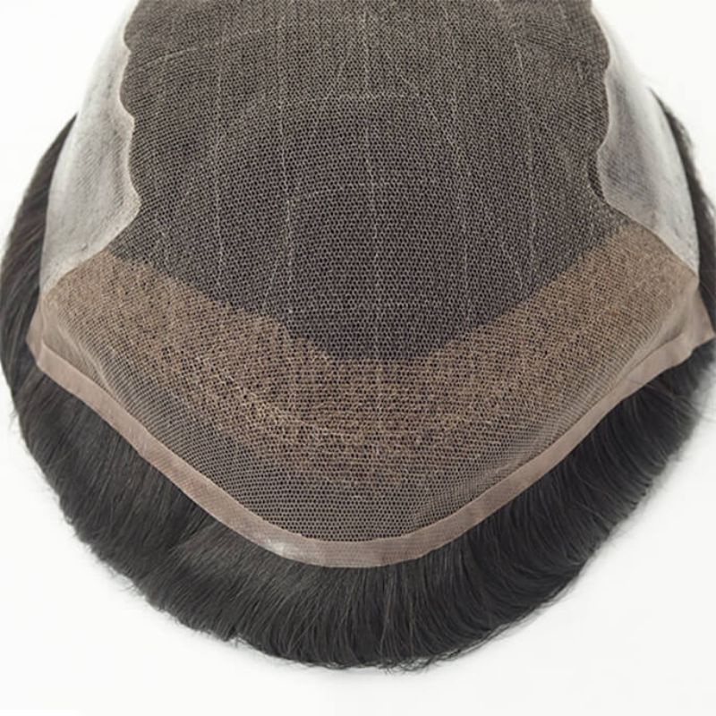 Custom Swiss Lace With Thin Skin PU Base Back And Sides Q6 Hair System Wholesale For Men