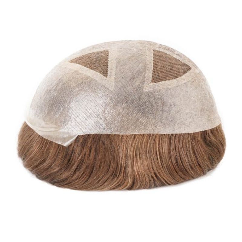 Custom 100% Human Hair Men's Hair Popular Mono Base Lace with PU around Toupee Wholesale Hair System Mask Shape