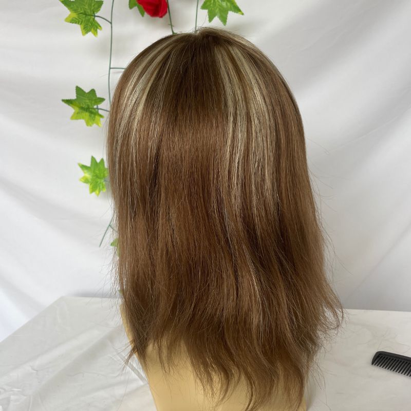 Custom Wigs  Full Swiss Lace  Human Hair Wig Toupee For Men 10inch Long Toupee Hair Wigs 6# Brown Color with 613 Blonde Hair System 10x8 inch Cap Base Size