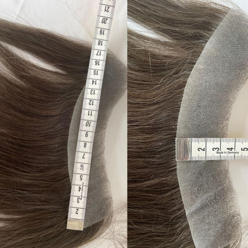 #4 Brown Color Full PU Hairline Men's Toupee Human Hair Hairpiece For Man V Style Front Remy Hair Natural Extension Hairline