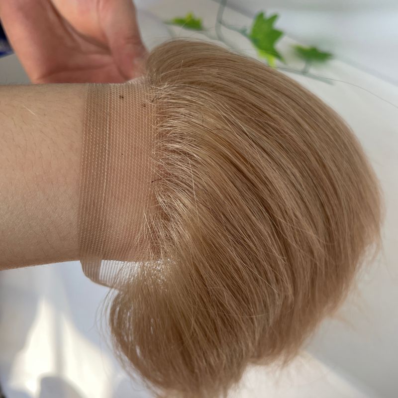 Transparent HD Invisible Lace Hairline French Lace Front Mens Frontal Hairpiece for Receding Natural Hairline V-Shape Lace Poly PU Forehead Human Hair Replacement System Toupee for Men White 1B and  Natural  Color