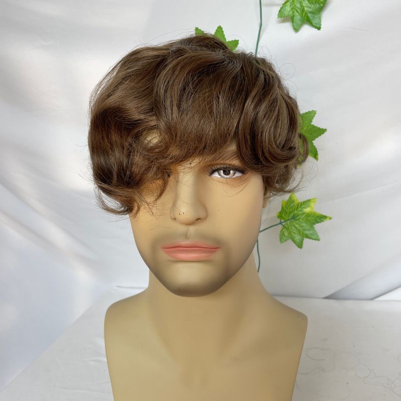 0.02-0.03 mm Ultra Thin Skin PU Base Men ToupeeT hin Skin PU Men's Hair European Virgin Human Dark Brown Hair System