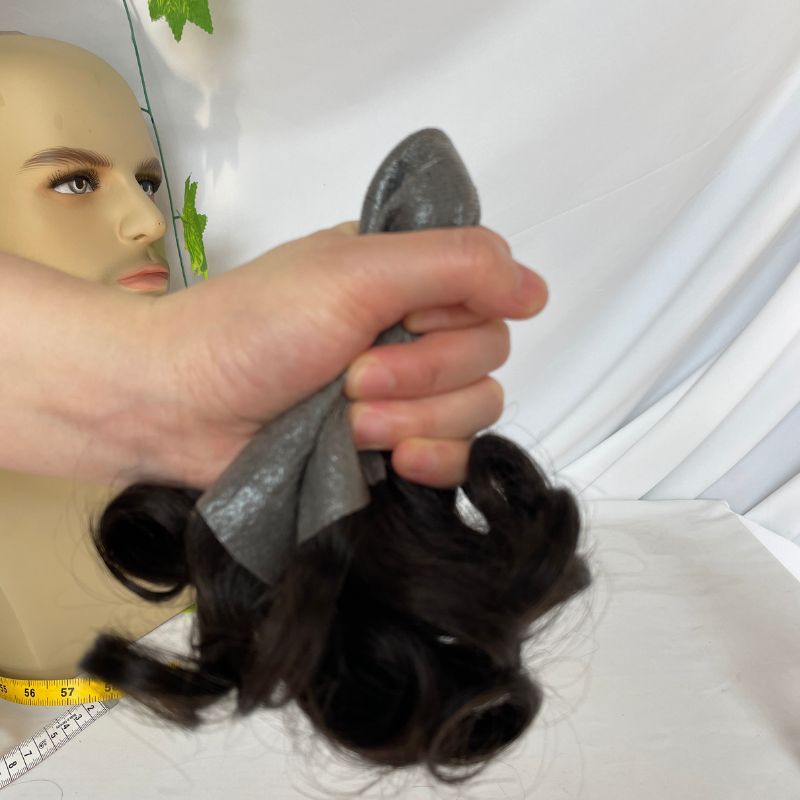0.02-0.03 mm Ultra Thin Skin PU Base Men ToupeeT hin Skin PU Men's Hair European Virgin Human Dark Brown Hair System