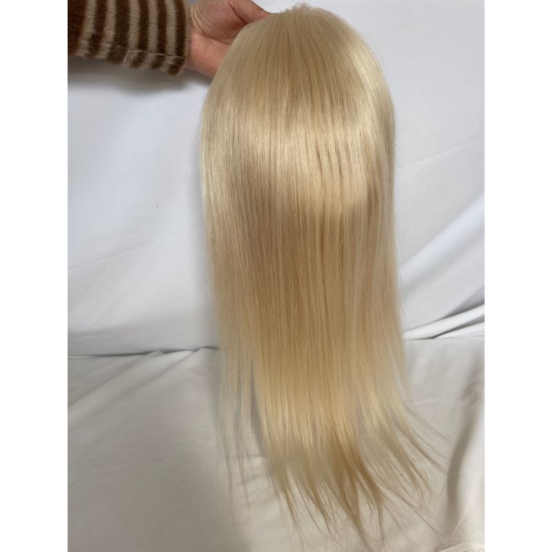 Q6 12 Inch Men Toupee French Lace Front PU Around 100% Human Hair  613 Color Toupee for Man V-loop Hair System 8X10inch Man Wig