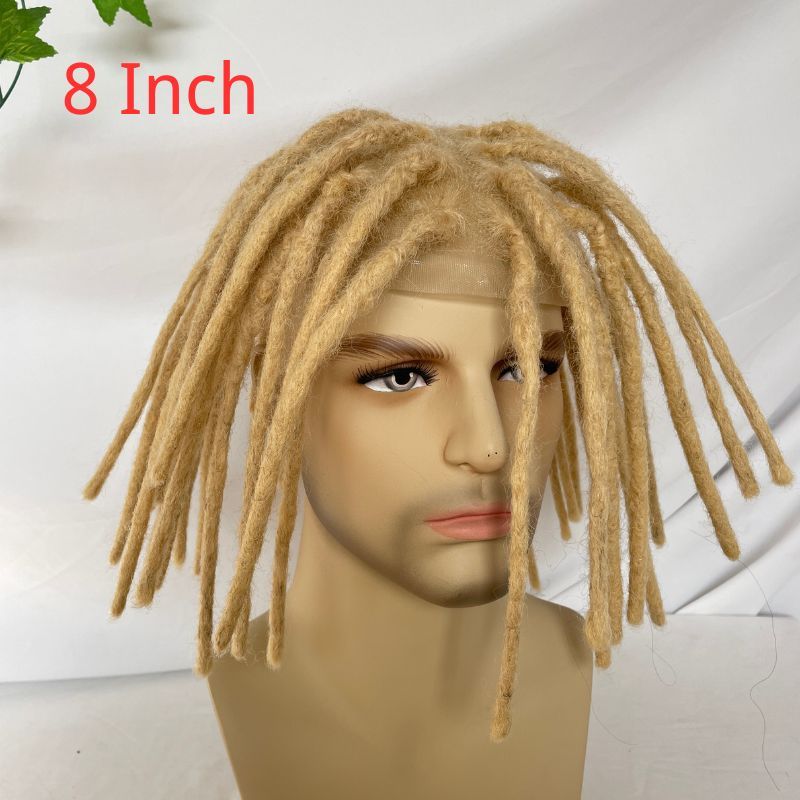 10X8 Inch Full French Lace Base Afro Dreadlock 8 Inch Toupee 613# Blonde Color European Human Hair System Hair Prosthesis