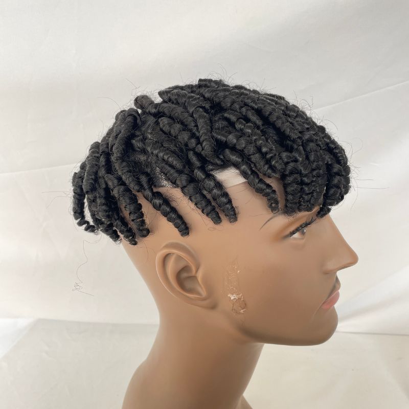 Afro Kinky Twist Crochet Braids Hair for Black Men Toupee 100% Human  Remy Hair Thin Skin Hair System Full PU V Loop Wig Natural Toupee for Man