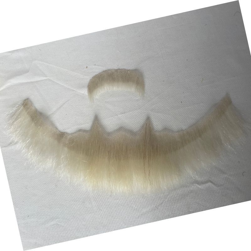 Face Fake Beard 100% Human Hair Face Beard Mustache For Men Fake Beard Swiss Lace Real Handmade Light Beard For Man Invisible Beards Beard And Moustache White Color