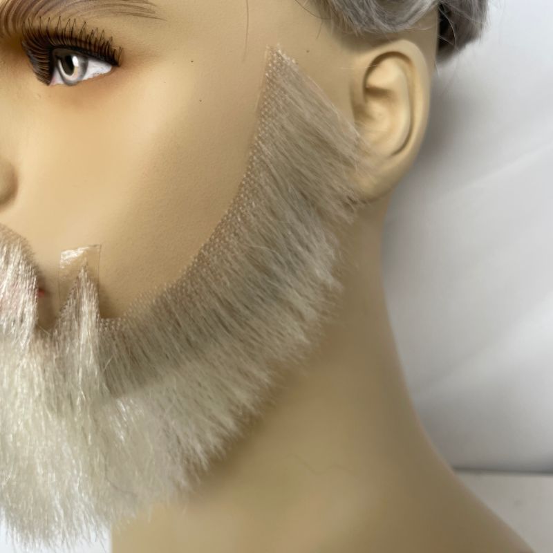 Face Fake Beard 100% Human Hair Face Beard Mustache For Men Fake Beard Swiss Lace Real Handmade Light Beard For Man Invisible Beards Beard And Moustache White Color
