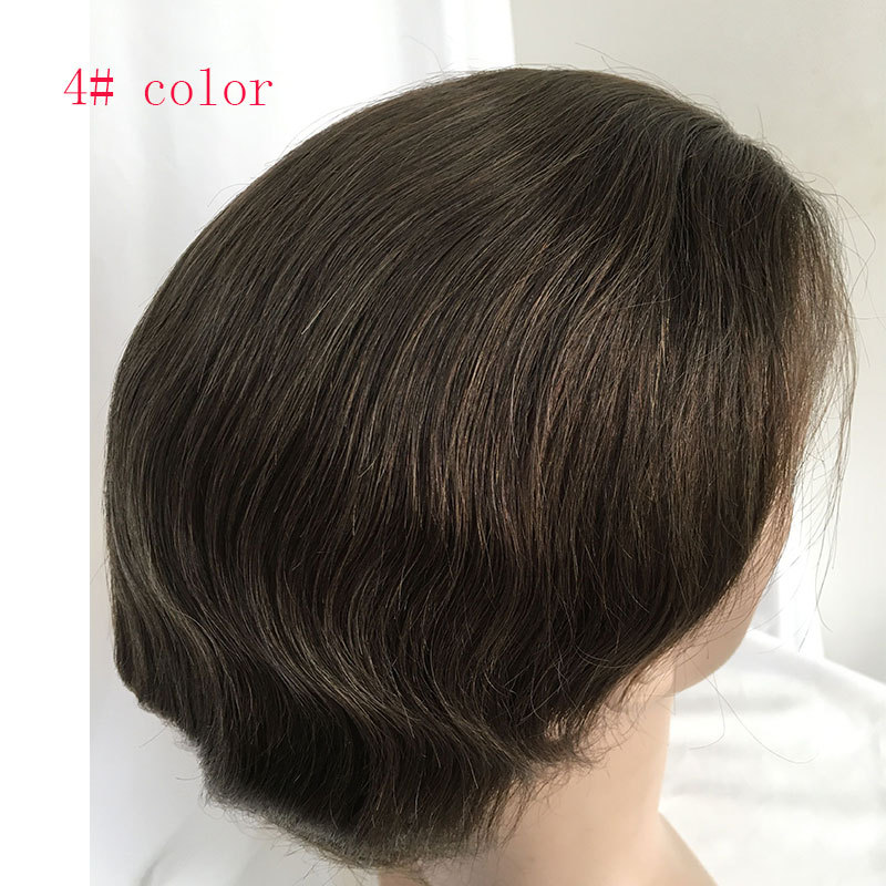Men's Toupee 10×8 Wigs Human Hair Men Toupee Mono Lace With Npu Around Men's Hair System Color 1B