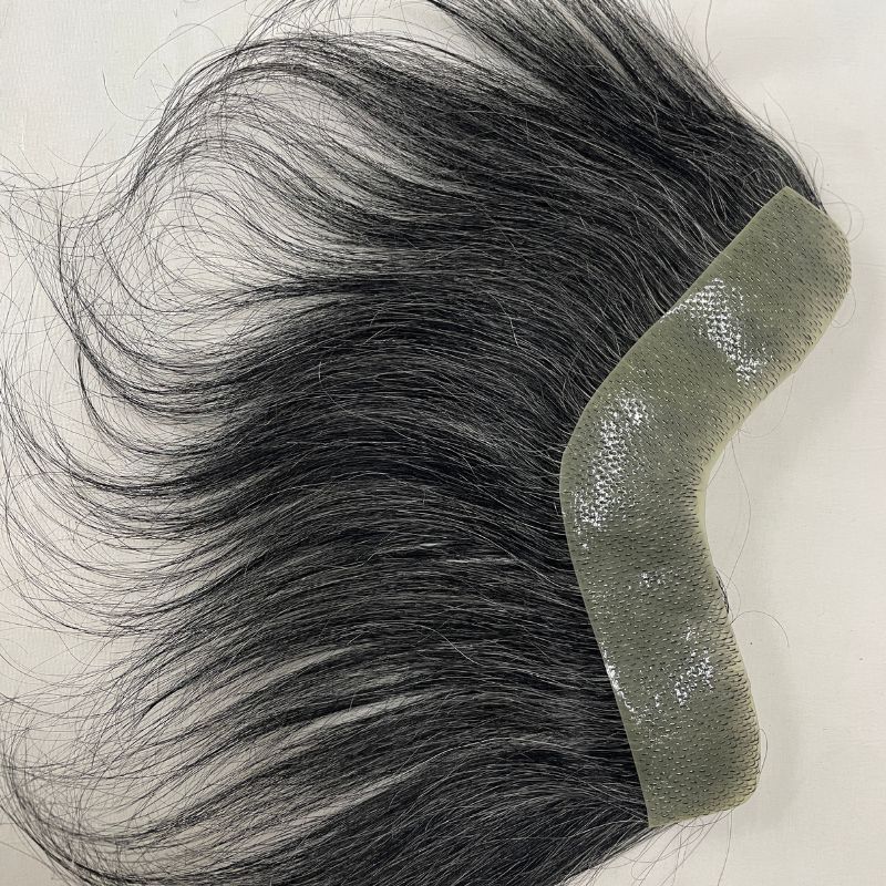 Men V Frontal Hairline Toupee Human Hair Skin PU Man Hairpieces Topper For Natural Hairline 1B20 Color Toupee For Men