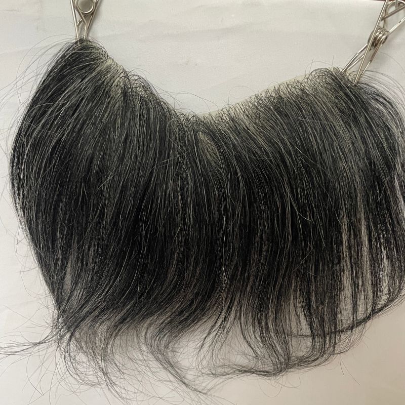 Men V Frontal Hairline Toupee Human Hair Skin PU Man Hairpieces Topper For Natural Hairline 1B20 Color Toupee For Men