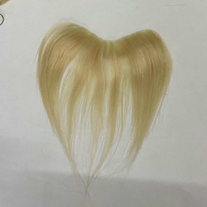 Men Frontal Hairline Toupee 100% Human Hair Skin PU Man Hairpieces Topper For Natural Hairline Replaceme #613 Blonde Color Toupee For Men Replacement System V Frontal Toupee  2x16cm