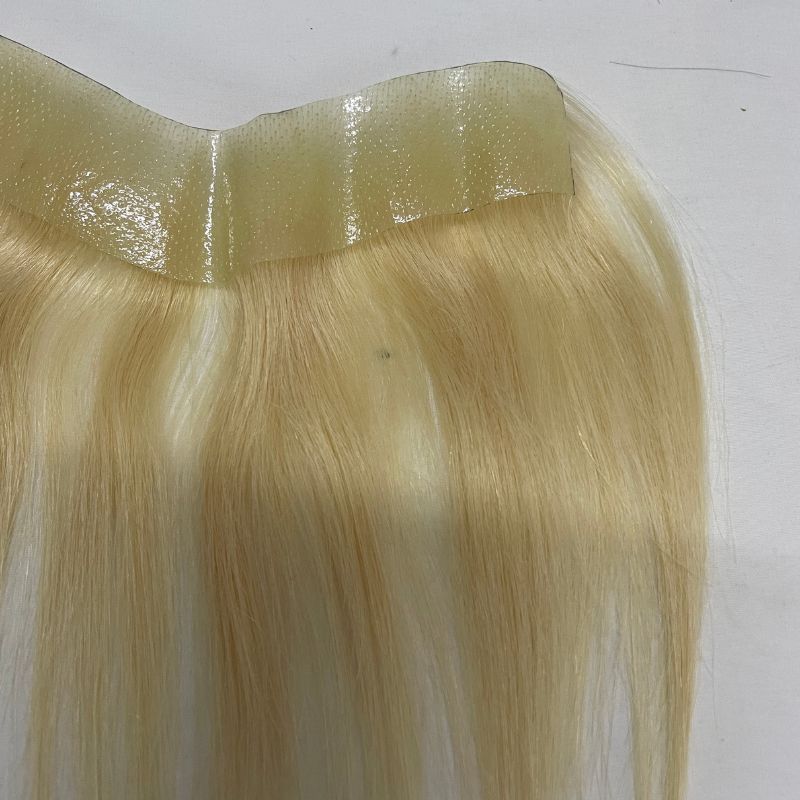 Men Frontal Hairline Toupee 100% Human Hair Skin PU Man Hairpieces Topper For Natural Hairline Replaceme #613 Blonde Color Toupee For Men Replacement System V Frontal Toupee  2x16cm