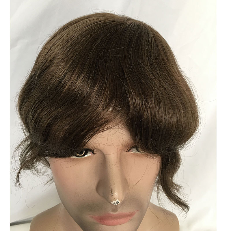 Men Toupee Handmade Wig Human Hair Replacement Systems PU Transparent Thin Skin Base Natural 100% Human Remy Hair 10x8inch