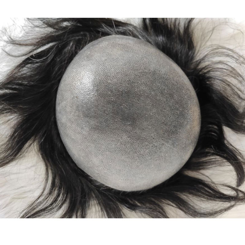 Men Toupee Handmade Wig Human Hair Replacement Systems PU Transparent Thin Skin Base Natural 100% Human Remy Hair 10x8inch