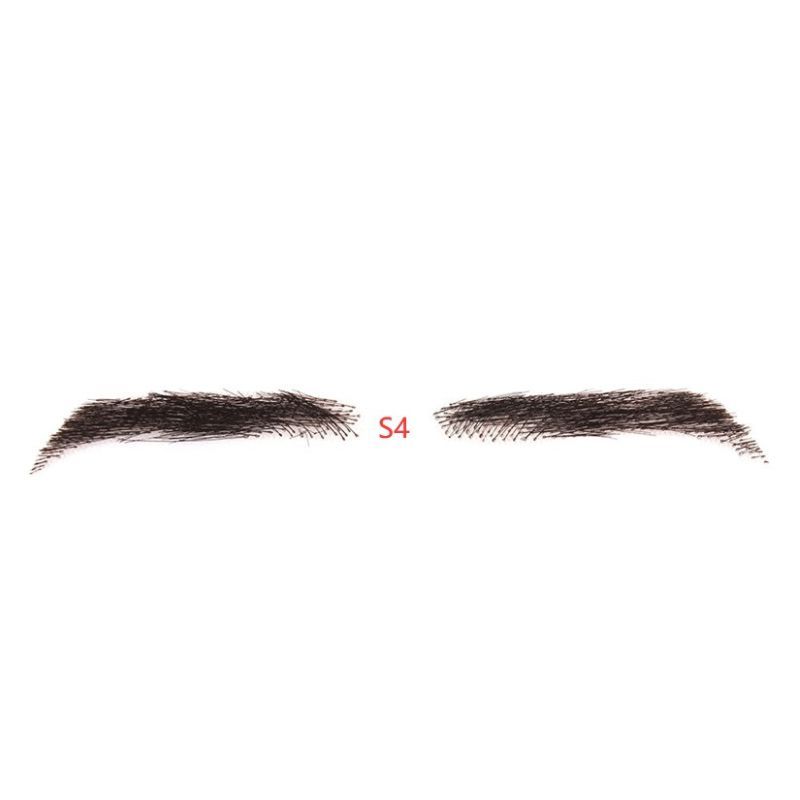 Voloria Fake Eyebrow Realistic 100% Human Hair Full Hand Tied Eyebrow Hair Black False Eyebrow Lace Invisible Fake Eyebrow for Makeup For Woman and Man