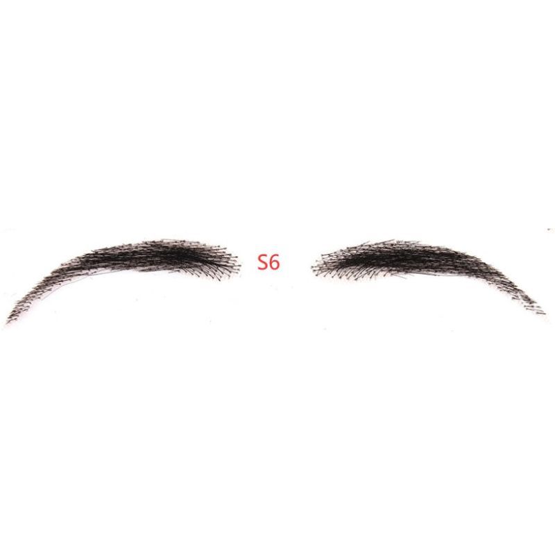 Voloria Fake Eyebrow Realistic 100% Human Hair Full Hand Tied Eyebrow Hair Black False Eyebrow Lace Invisible Fake Eyebrow for Makeup For Woman and Man