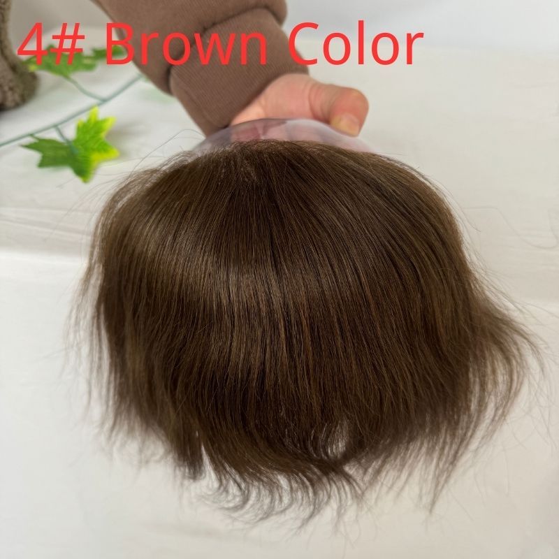 Men V Frontal  Big 7x16 cm Hairline Toupee Human Hair Skin PU Man Hairpieces For Natural Hairline 1B Color Toupee For Men Thin Skin Hair System V-loop Hair Patch