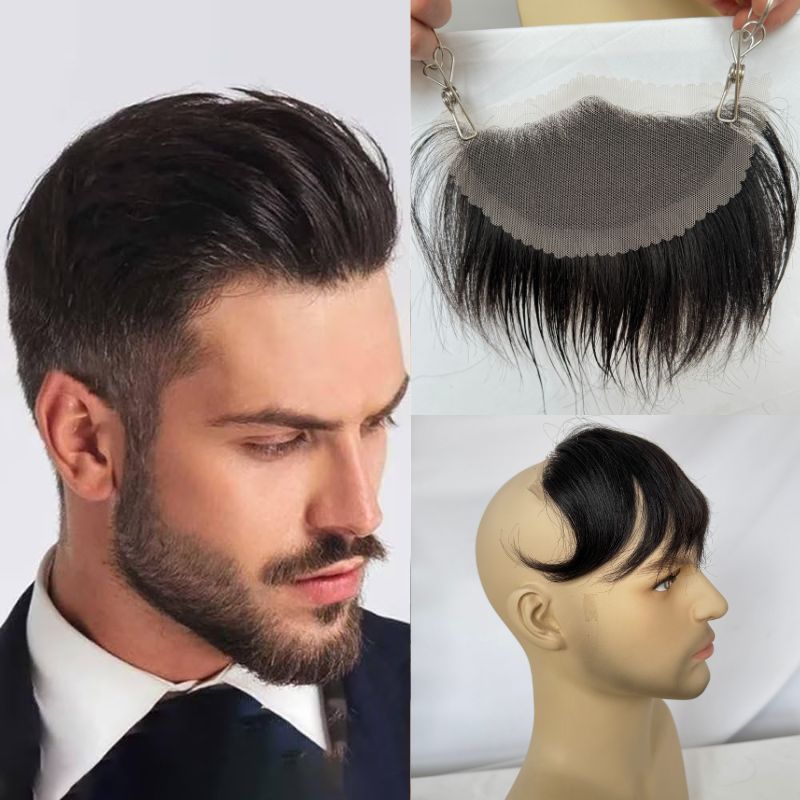 Men Lace Frontal  Big 15x7 cm Hairline Toupee Human Hair Full Swiss Lace Man Hairpieces For Lace Front Natural Hairline 1B Color Toupee For Men Hair Patch