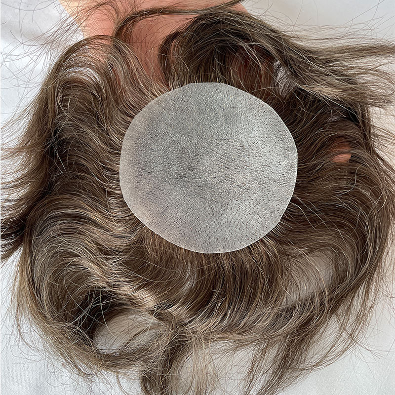 Thin Skin PU Bald Spot Hair Patches Toupee For Men 8CM X 8CM V-Looped Hair Piece Glue On Hair Replacement System For Bald Spot Transparent Skin Toupee Patch European Remy Hairpieces For Bald Spots