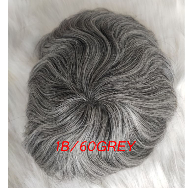 Toupee for Men Full French Lace Bleached Lace Hairpiece Base Size 8x10 inch Hair Replacement System for Men 1b Black Color