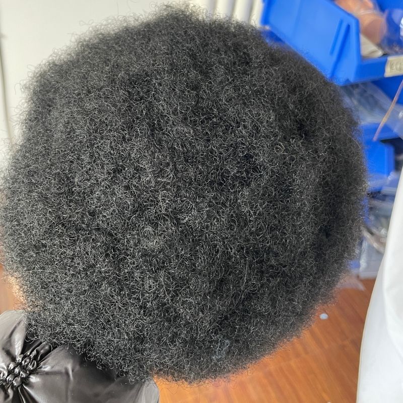 Afro Men Toupee Wig Men's Hair 360 Wave Hairpiece 100% Human Hair Replacement Toupee for African American 10x8 Base Size 1B Color Hair System