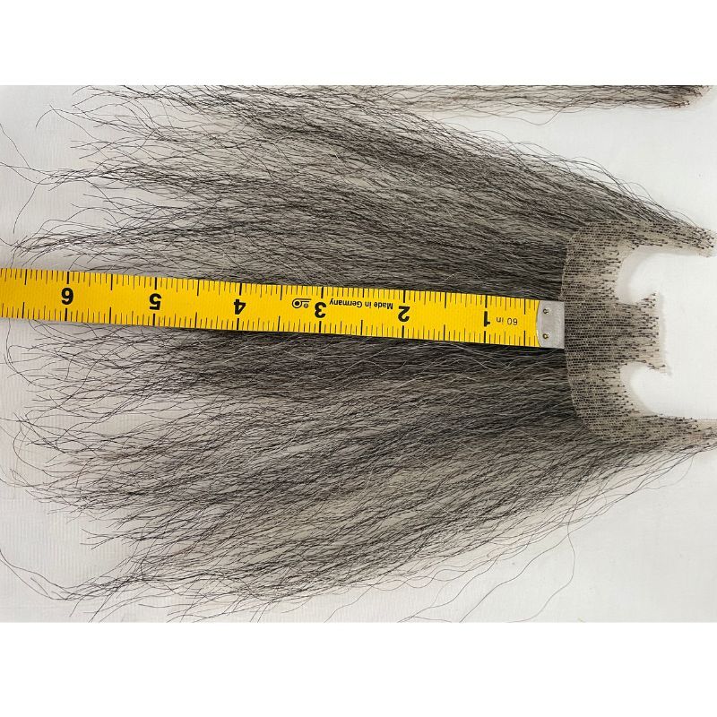 Long 6 Inch Face Fake Beard 100% Human Hair Face Beard Mustache For Men Fake Beard Swiss Lace Real Handmade Light Beard For Man Invisible Beards Beard And Moustache Black Mixed White Hair Grey Color
