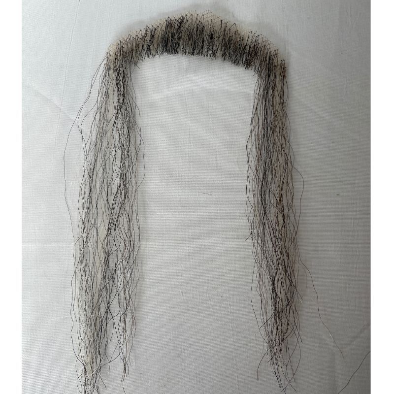 Long 6 Inch Face Fake Beard 100% Human Hair Face Beard Mustache For Men Fake Beard Swiss Lace Real Handmade Light Beard For Man Invisible Beards Beard And Moustache Black Mixed White Hair Grey Color