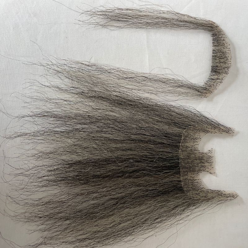 Long 6 Inch Face Fake Beard 100% Human Hair Face Beard Mustache For Men Fake Beard Swiss Lace Real Handmade Light Beard For Man Invisible Beards Beard And Moustache Black Mixed White Hair Grey Color
