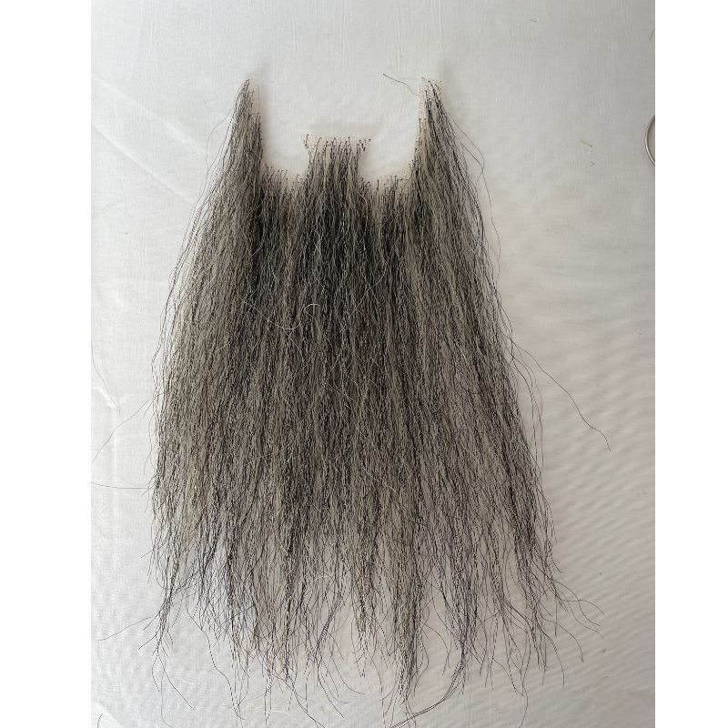 Long 6 Inch Face Fake Beard 100% Human Hair Face Beard Mustache For Men Fake Beard Swiss Lace Real Handmade Light Beard For Man Invisible Beards Beard And Moustache Black Mixed White Hair Grey Color