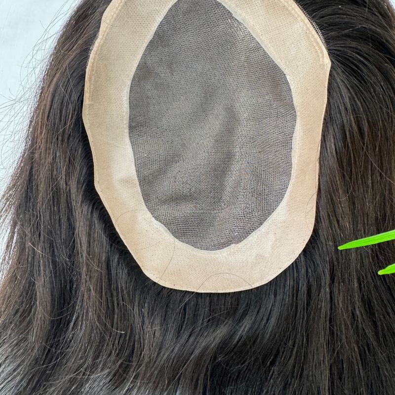 Voloria hair Men Toupee Pwigs Mono Base with PU Men's Toupee 100% Indian Human Hair System Npu 8x6 inch Base Size Toupee for Men Natural Black Hair