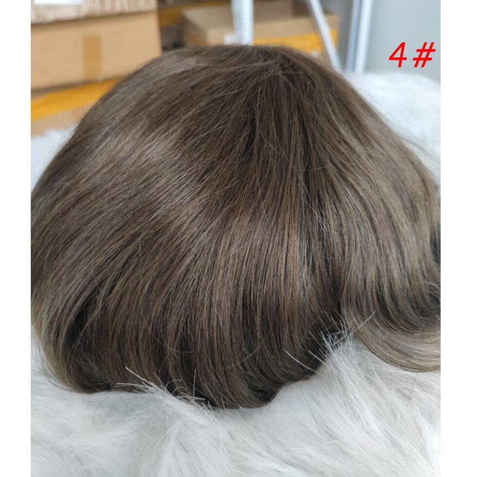 Men Toupee Handmade Wig Human Hair Replacement Systems PU Transparent Thin Skin Base Natural 100% Human Remy Hair 10x8inch