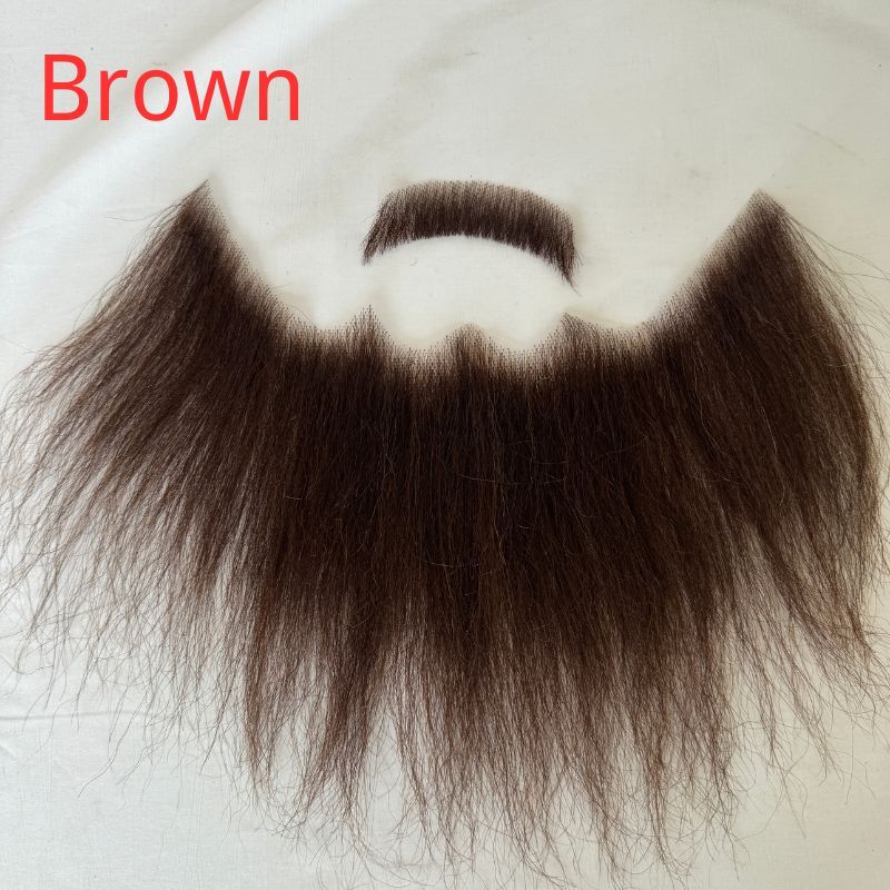 Face Fake Beard 100% Human Hair Face Beard Mustache For Men Fake Beard Swiss Lace Real Handmade Light Beard For Man Invisible 7 Inch