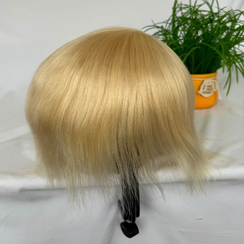 Men Toupee  0.04-0.06mm Full PU Stock Toupee for  Man 613# Color V-Loop Super Thin Skin Man Hair Transparent Poly Hair System 8x10 Inch Hair Replacement