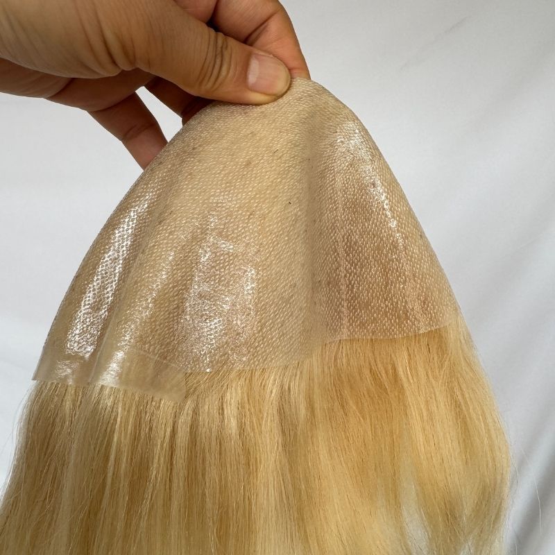 Men Toupee  0.04-0.06mm Full PU Stock Toupee for  Man 613# Color V-Loop Super Thin Skin Man Hair Transparent Poly Hair System 8x10 Inch Hair Replacement