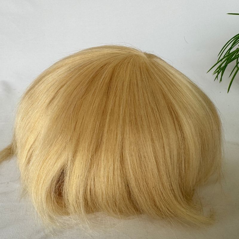 Men Toupee  0.04-0.06mm Full PU Stock Toupee for  Man 613# Color V-Loop Super Thin Skin Man Hair Transparent Poly Hair System 8x10 Inch Hair Replacement