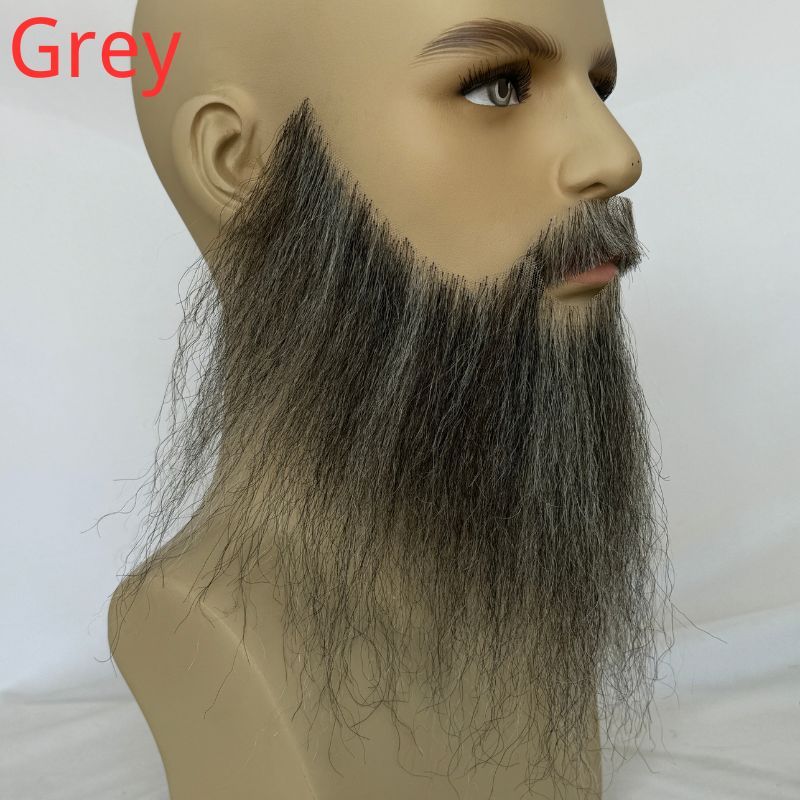 Face Fake Beard 100% Human Hair Face Beard Mustache For Men Fake Beard Swiss Lace Real Handmade Light Beard For Man Invisible 7 Inch