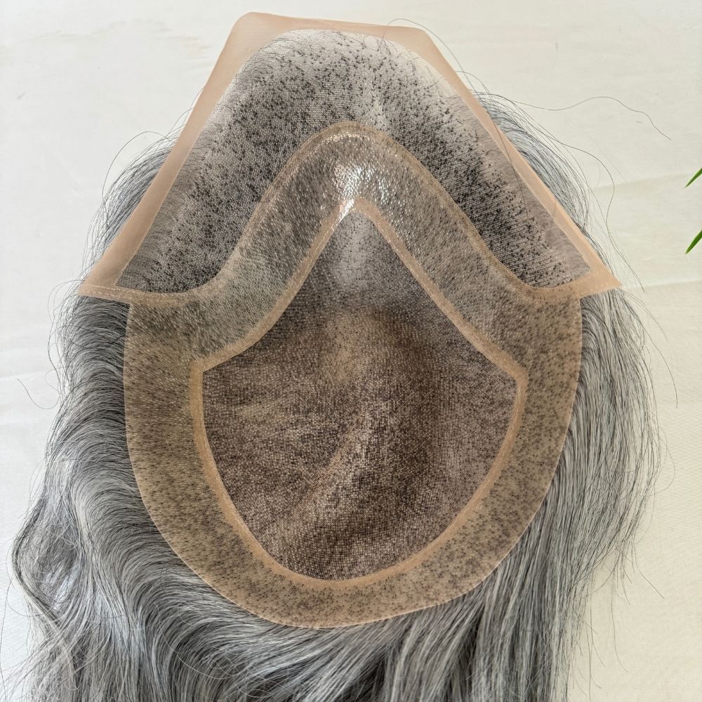 Men's Toupee Stock 4 Brown Hair 8"x10" Mono Lace with PU Toupee for Man 100% European Human Hair System Lace Front Natural Hairline Hair Replacement