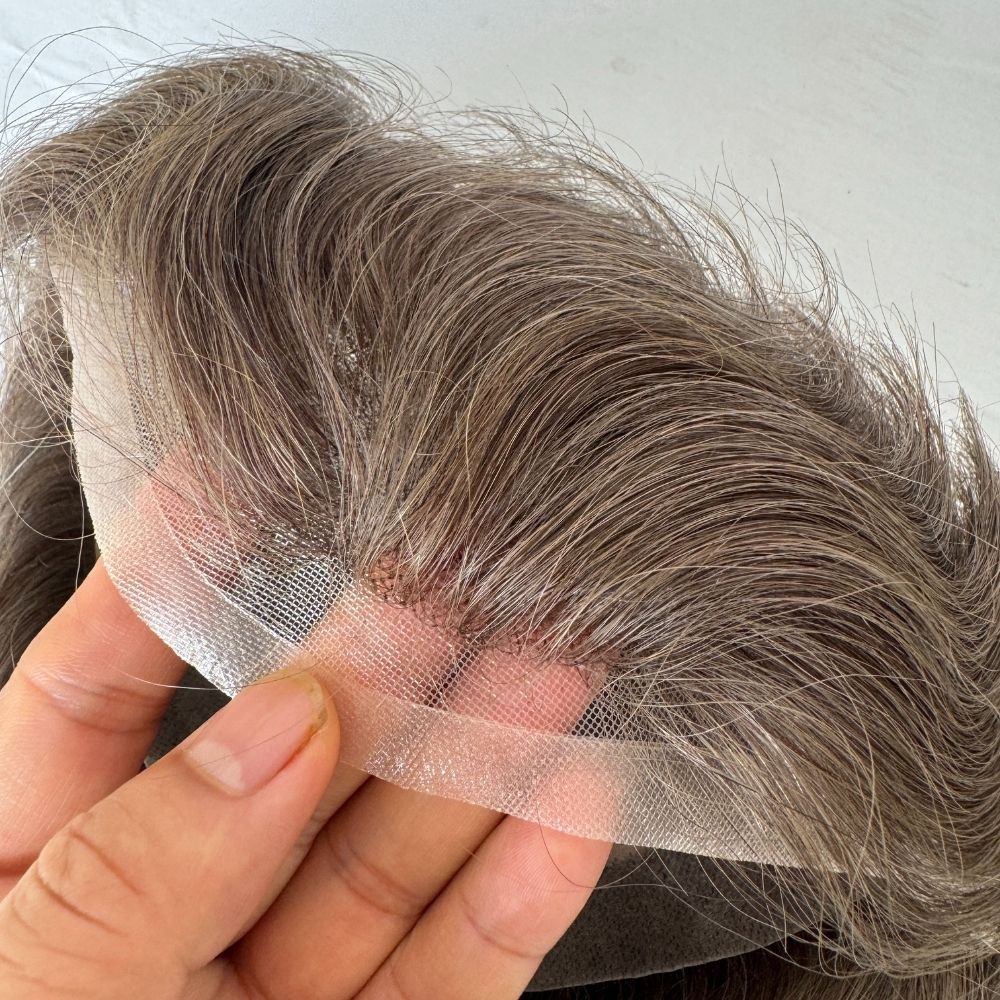 Men's Toupee Stock 4 Brown Hair 8"x10" Mono Lace with PU Toupee for Man 100% European Human Hair System Lace Front Natural Hairline Hair Replacement