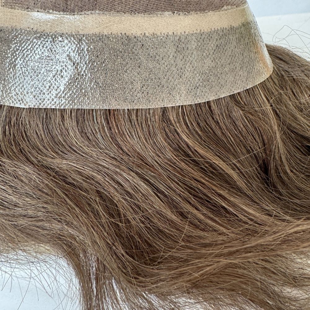 Men's Toupee Stock 4 Brown Hair 8"x10" Mono Lace with PU Toupee for Man 100% European Human Hair System Lace Front Natural Hairline Hair Replacement