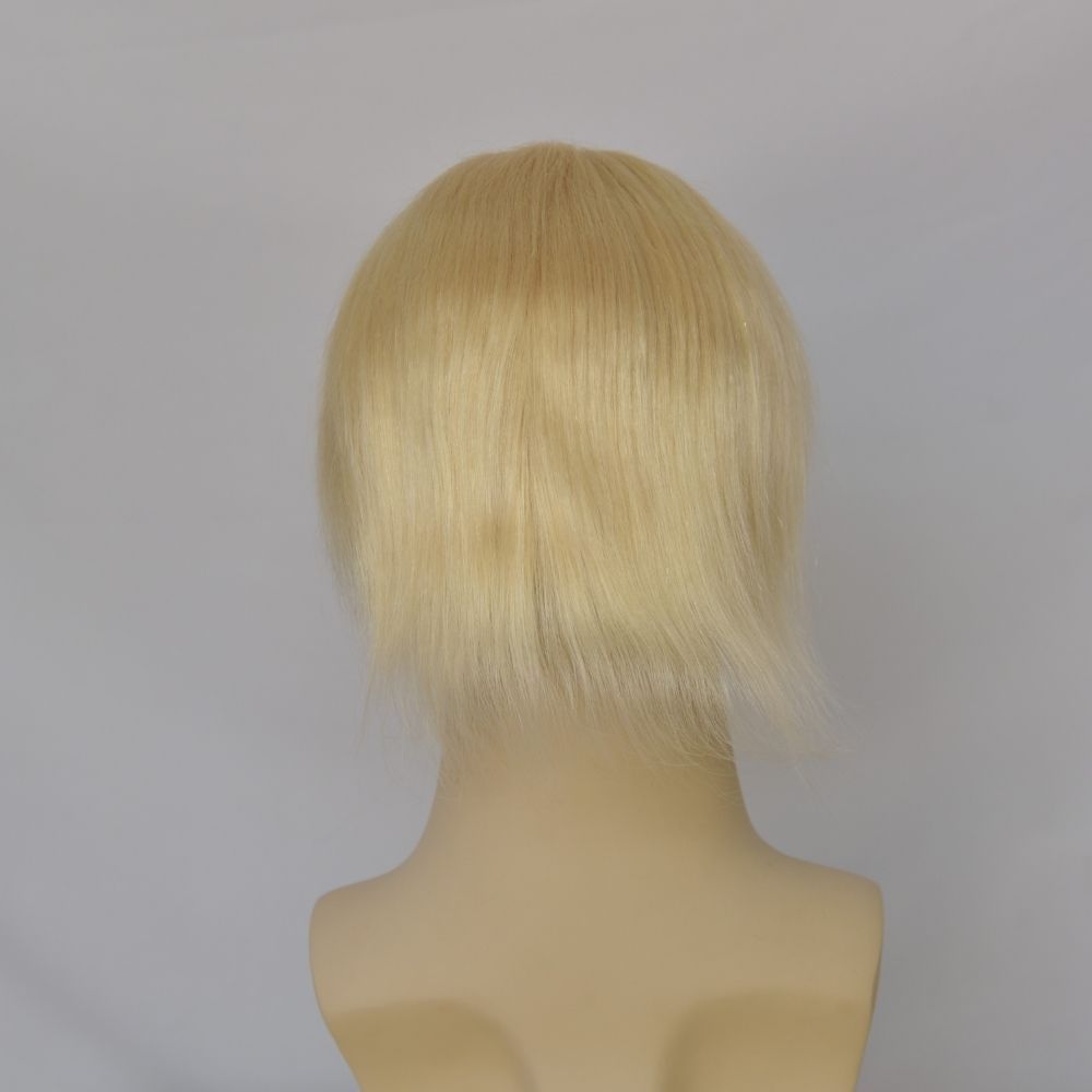 Men's Toupee #1B40 60% Human Black Mixed with  40% Synthetic White Hair 8"x10" Mono Base With PU Toupee Man Grey Hair Replacement System Lace Front Natural Hairline