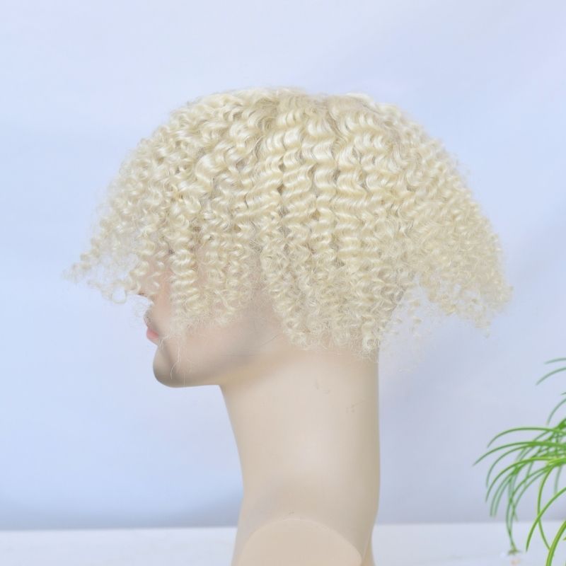 Men's Hair 8x10 Toupee Wig 360  Wave Curly Men Toupee Full French Lace Hair for Men 100% European Human Hair Replacement Toupee for African American White Color Hair System