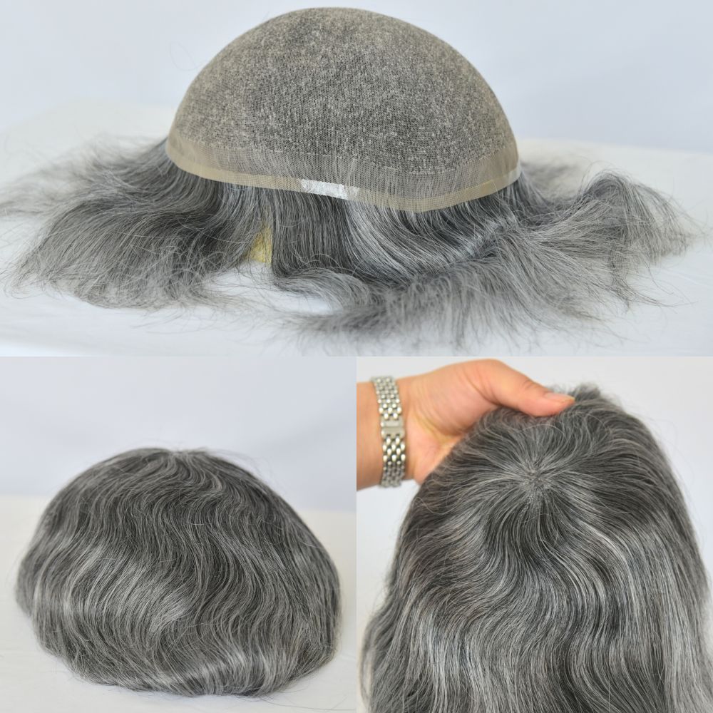 Toupee for Men Full Swiss Lace 100% Indian Human Hair for Men 7 Brown Color Hair System 10x8 Natural Hairline Men's Hair Replacement