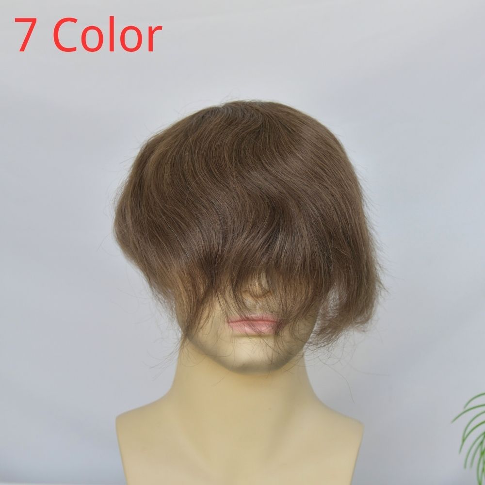 Toupee for Men Full Swiss Lace 100% Indian Human Hair for Men 7 Brown Color Hair System 10x8 Natural Hairline Men's Hair Replacement