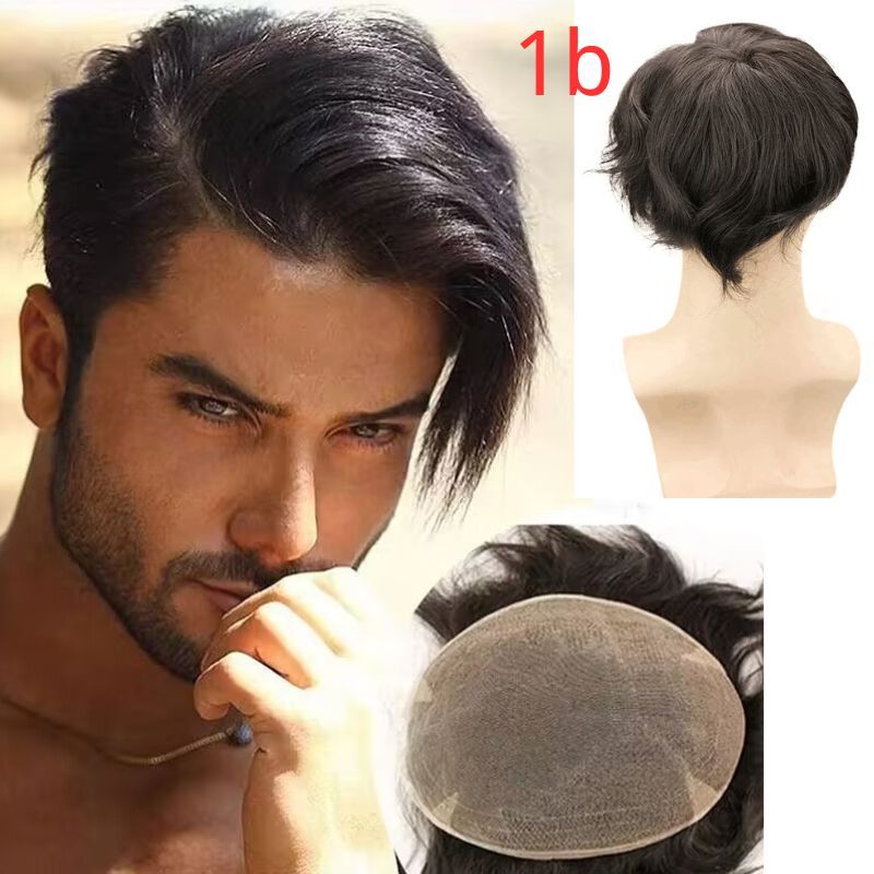 Toupee for Men Full Swiss Lace 100% Indian Human Hair for Men 7 Brown Color Hair System 10x8 Natural Hairline Men's Hair Replacement
