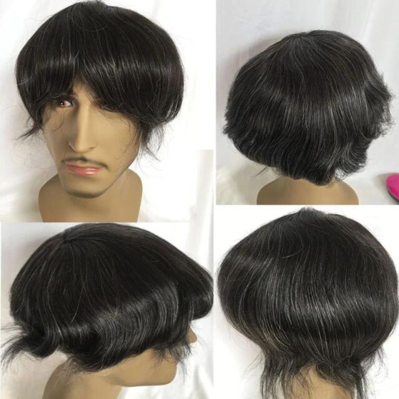 Toupee for Men Full Swiss Lace 100% Indian Human Hair for Men 7 Brown Color Hair System 10x8 Natural Hairline Men's Hair Replacement