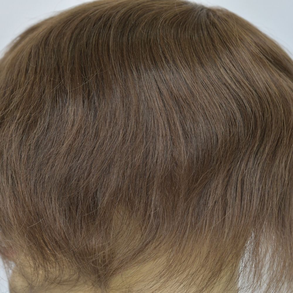 Toupee for Men Full Swiss Lace 100% Indian Human Hair for Men 7 Brown Color Hair System 10x8 Natural Hairline Men's Hair Replacement