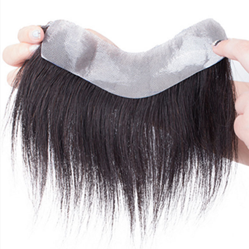 Men's Toupee 100%European Hair System V Shape Human Hairline Toupee For Men Replacement System V Frontal Toupee Thin Skin PU 6inch